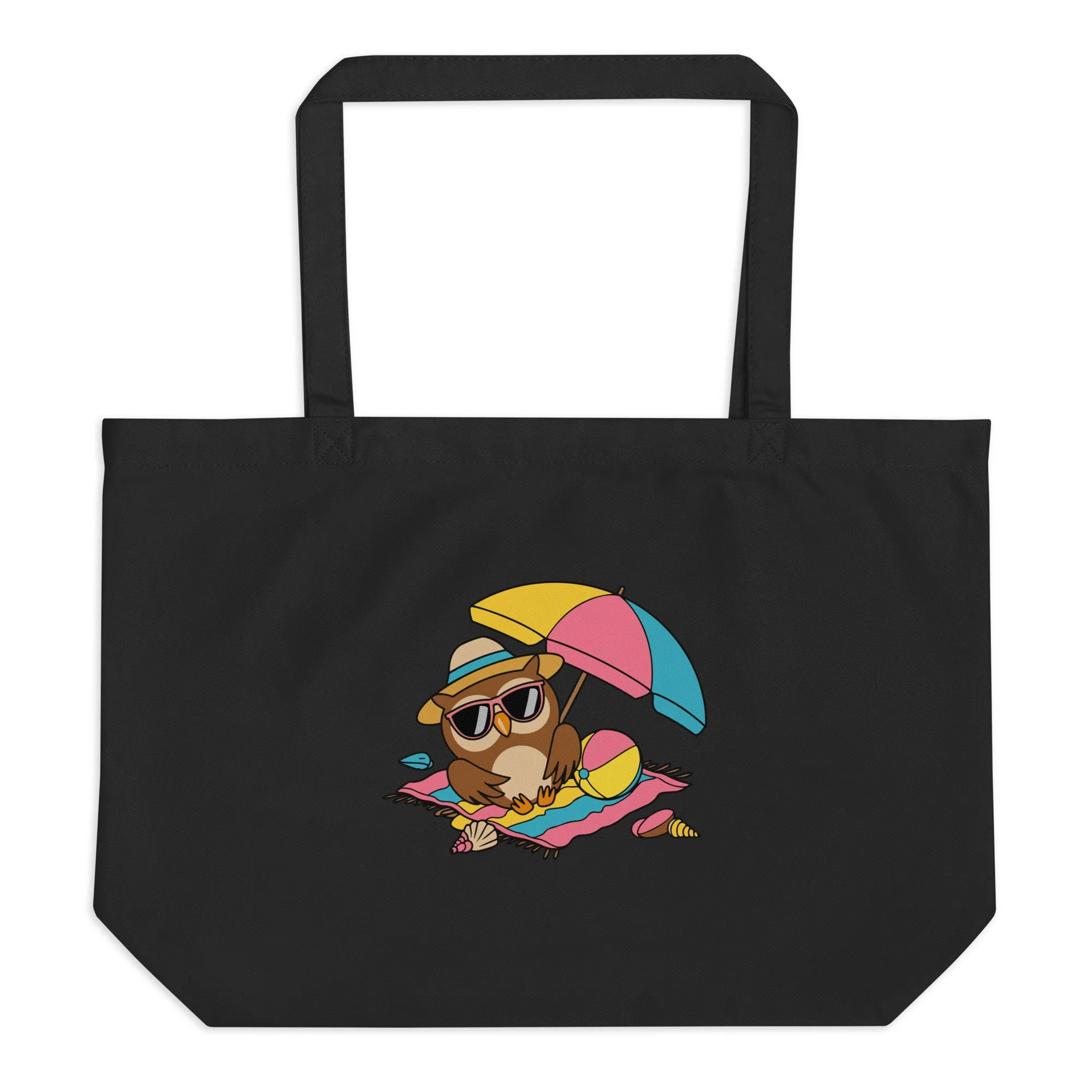 Large Organic Tote Bag - Owl Themed Eco-Friendly, Reusable, Stylish Shopping Bag