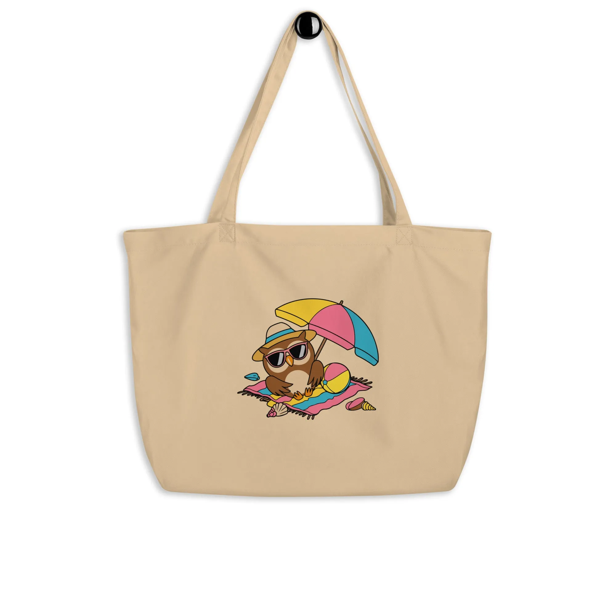 Large Organic Tote Bag - Owl Themed Eco-Friendly, Reusable, Stylish Shopping Bag