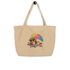 Large Organic Tote Bag - Owl Themed Eco-Friendly, Reusable, Stylish Shopping Bag