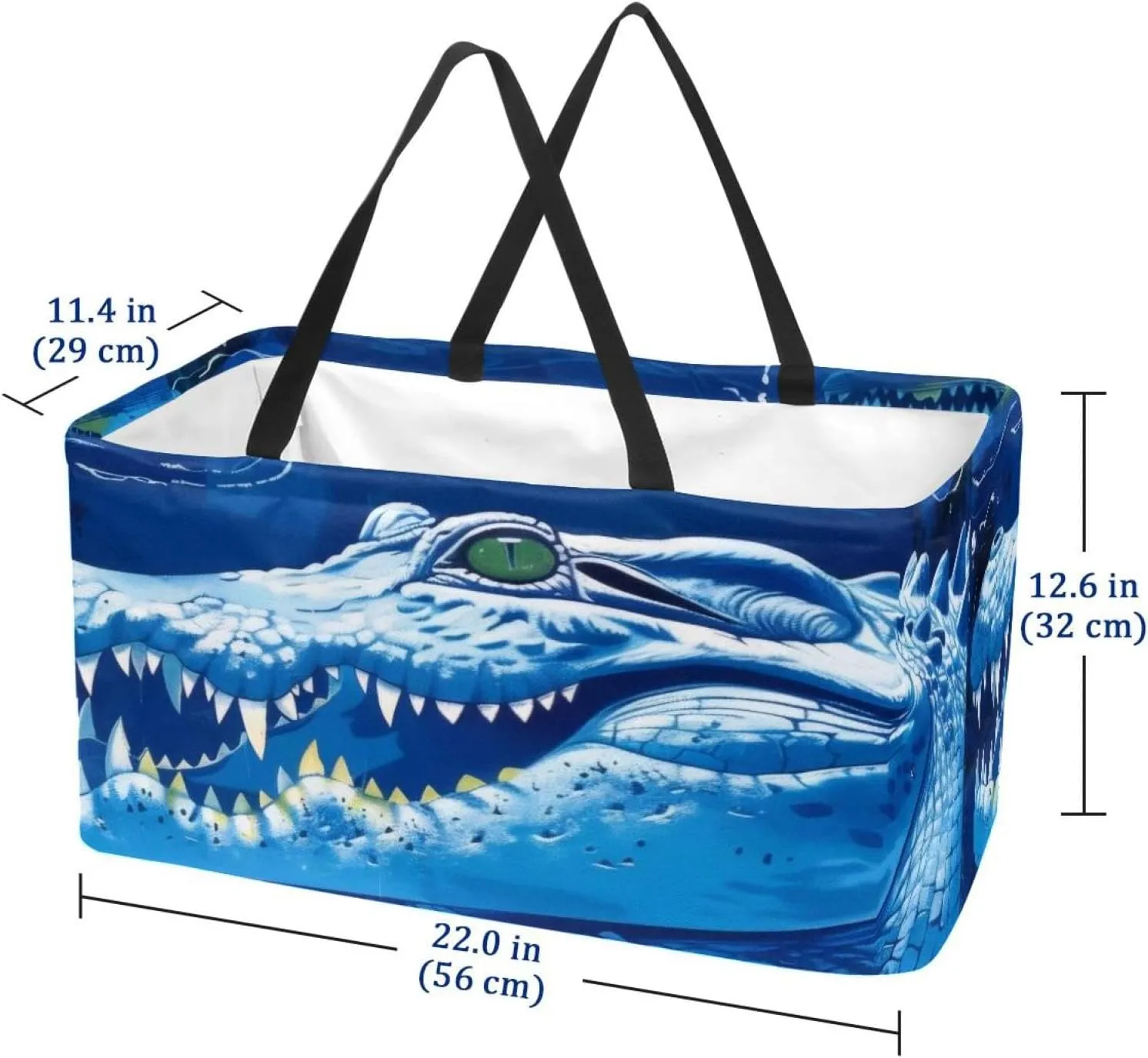 Large Rectangular Baskets for Storage, Blue Ocean Crocodile Pattern Closet Storage Bins Organizing Baskets
