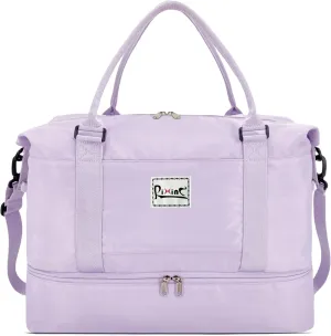 Large Travel Duffle Bag Weekender Bags for Women with Shoes Compartment, Travel Duffel Tote Carry on Overnight Bag for Travel Business Trips, Sport Yoga Gym Bag with Wet Pocket (Purple)