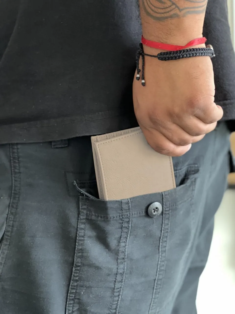 LaserGram Faux Leather Bi-Fold Wallet, BMX Rider, Personalized Engraving Included (Beige)