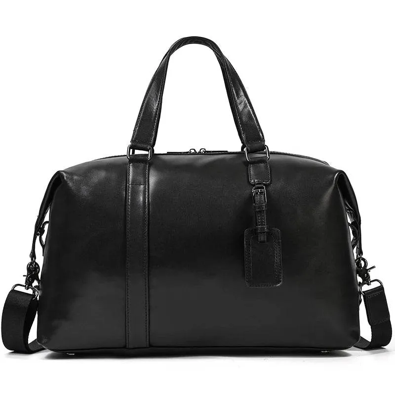 Latest Design Black Leather Travel Duffle Bag for Men & Women