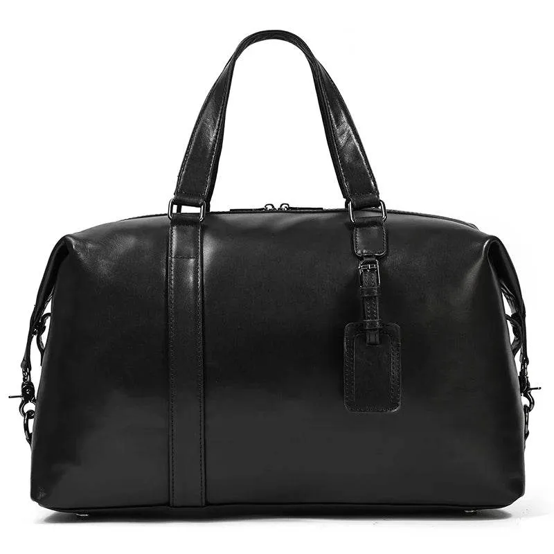 Latest Design Black Leather Travel Duffle Bag for Men & Women