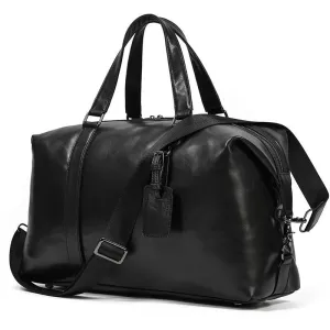 Latest Design Black Leather Travel Duffle Bag for Men & Women