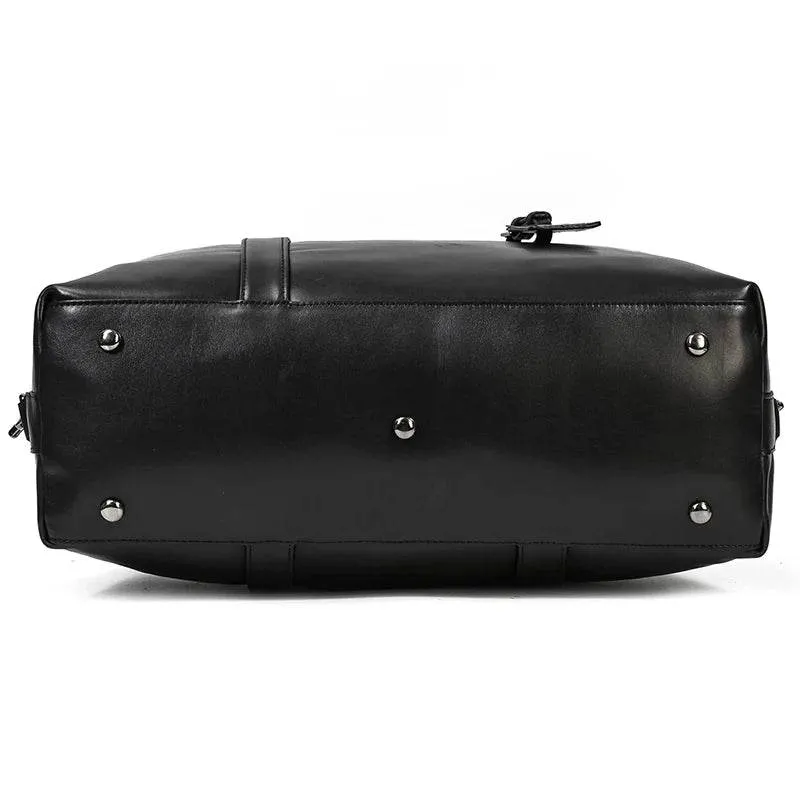 Latest Design Black Leather Travel Duffle Bag for Men & Women