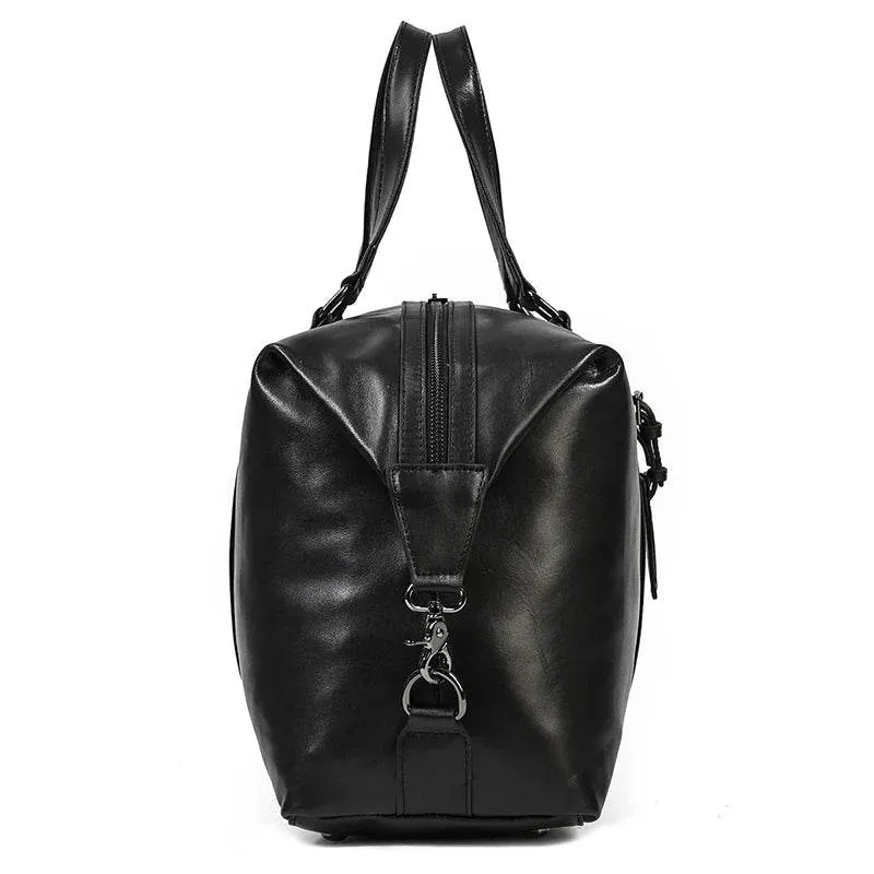 Latest Design Black Leather Travel Duffle Bag for Men & Women