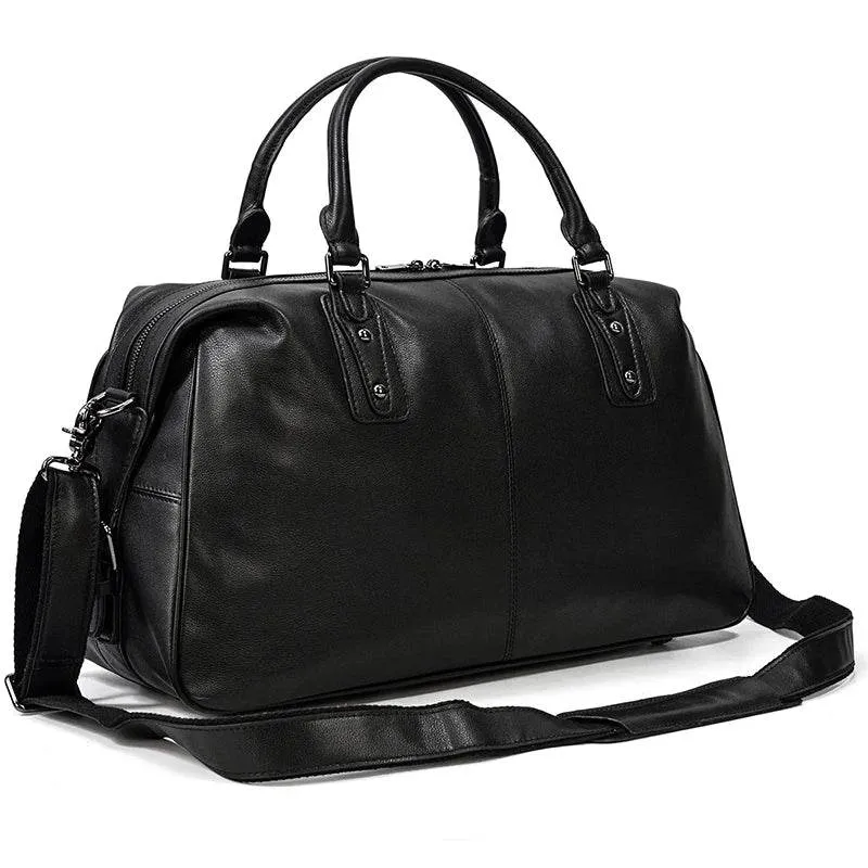 Latest Design Black Leather Travel Duffle Bag for Men & Women