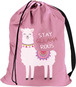 Laundry Bag with Cute Alpaca Pattern, Canvas Laundry Bag with Strap, Dirty Laundry Travel Bag, Dirty Clothes Bag For Traveling, Fit Laundry Hamper or Basket, Llama Gifts for Girls