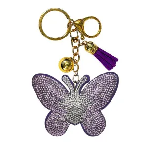 Lavender Butterfly Crystal Bling Keychain