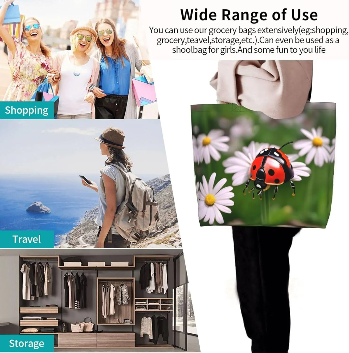 Lavender Stamp Women Tote Bag,Casual Tote'S Handbag Big Capacity Shoulder Bag Crossbody Bag