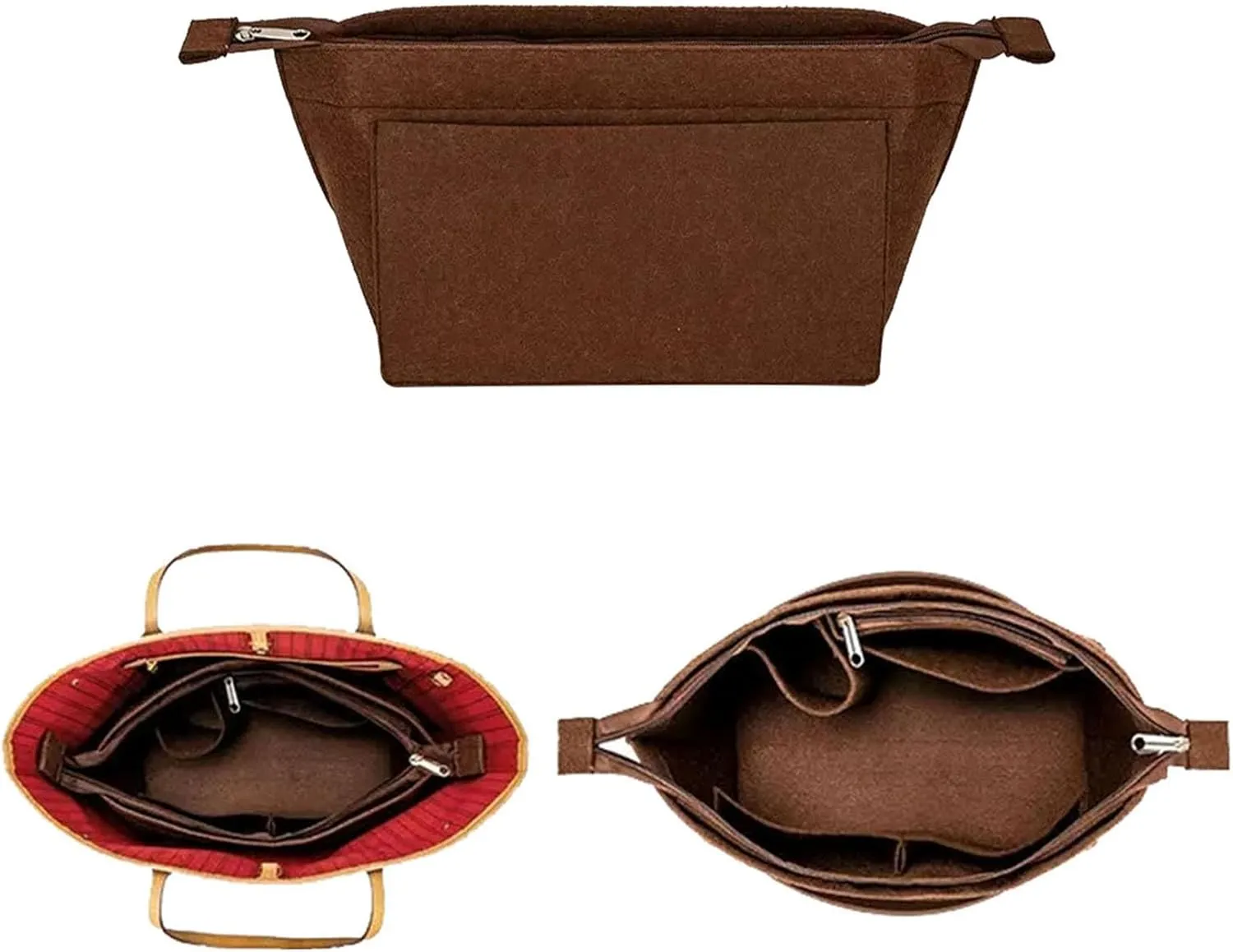 Lckaey Purse Insert Organizer for Neverfull pm mm gm Bag Liner Shaper purse kit insert 1070coffee-M