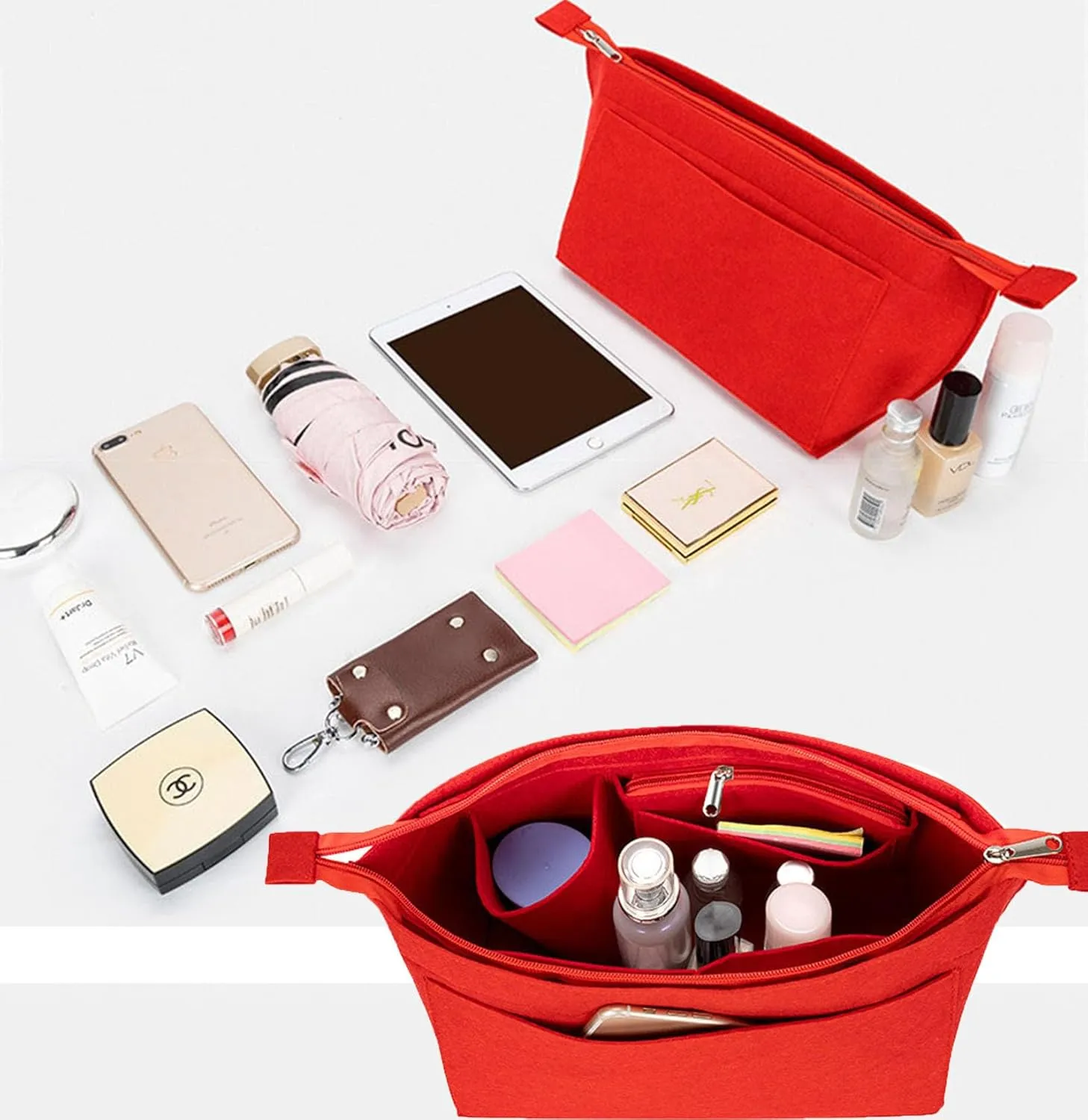 Lckaey Purse Insert Organizer for Neverfull pm mm gm Bag Liner Shaper purse kit insert 1070coffee-M