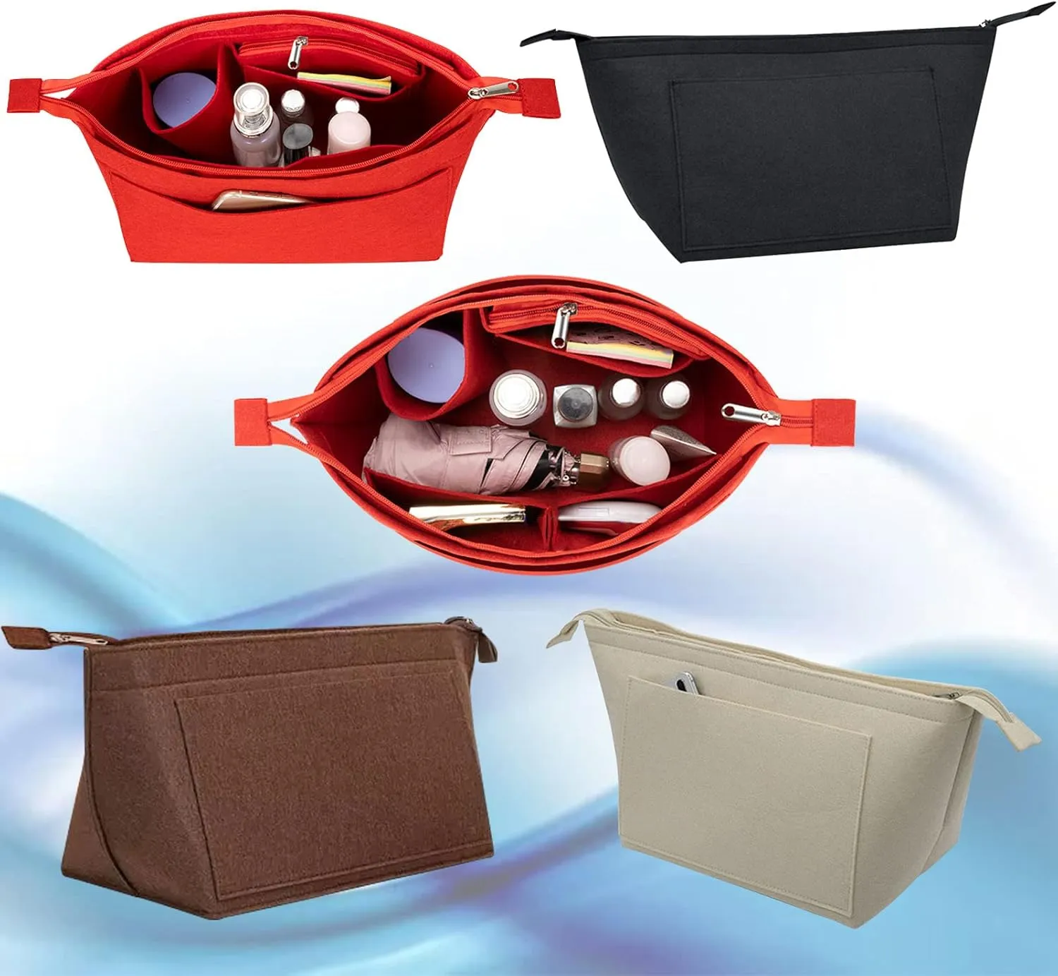 Lckaey Purse Insert Organizer for Neverfull pm mm gm Bag Liner Shaper purse kit insert 1070coffee-M