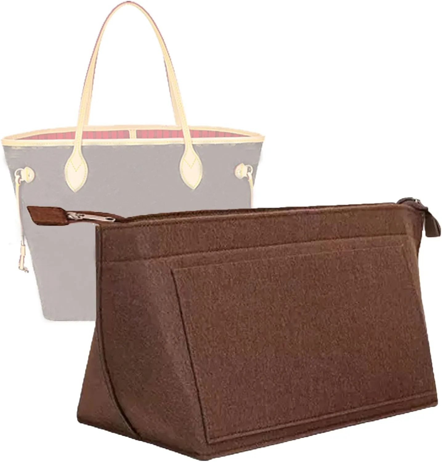 Lckaey Purse Insert Organizer for Neverfull pm mm gm Bag Liner Shaper purse kit insert 1070coffee-M