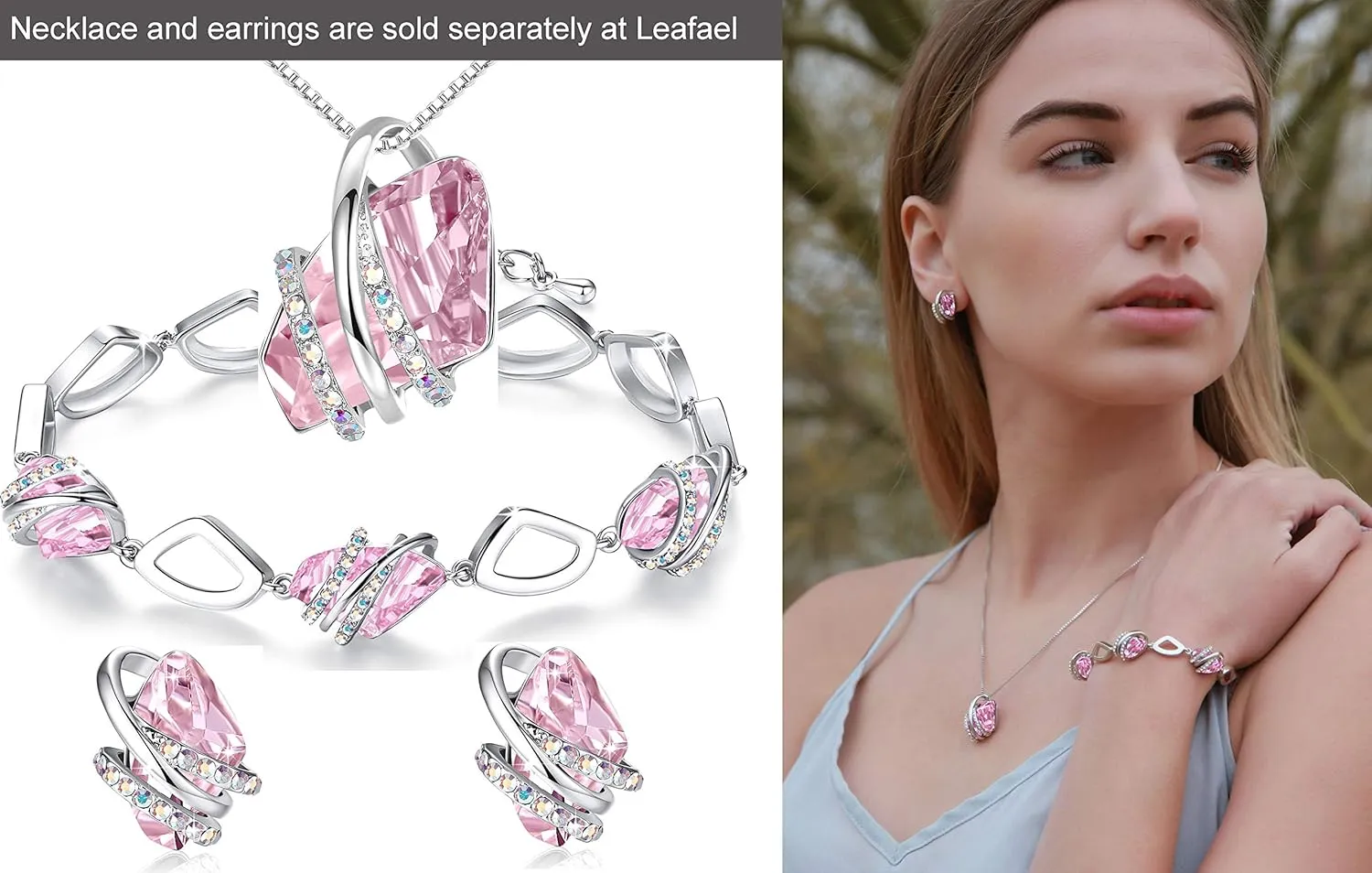 Leafael Wish Stone Link Charm Bracelet with Birthstone Crystals, Rose Gold Plated or Silver-tone, 7" 2"