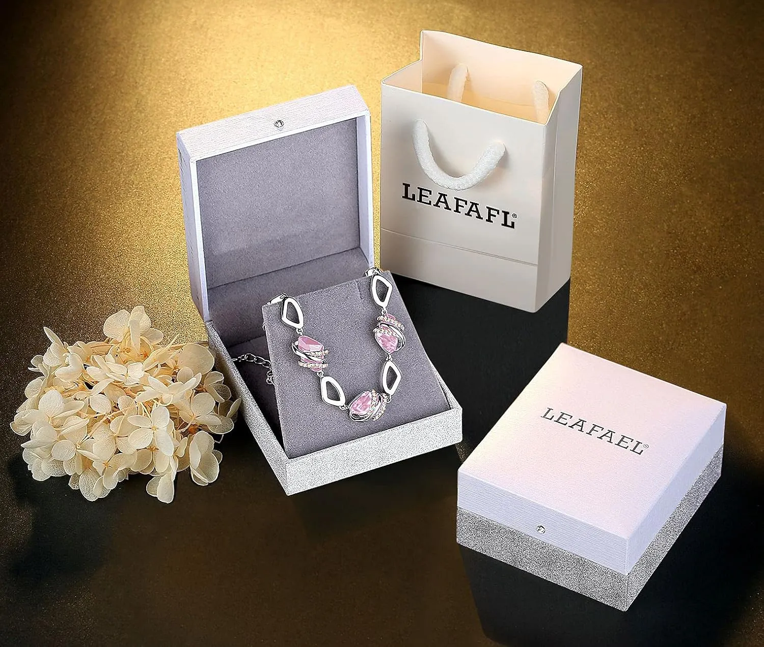 Leafael Wish Stone Link Charm Bracelet with Birthstone Crystals, Rose Gold Plated or Silver-tone, 7" 2"