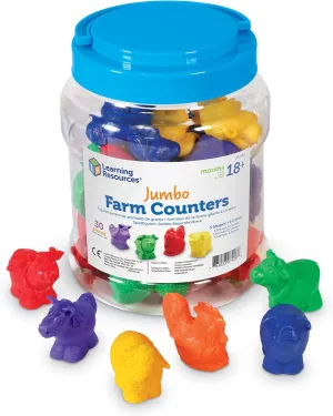 Learning Resources Jumbo Farm Counters - 30 Pieces, Ages 18  months Toddler Learning Toys, Preschool Toys, Farm Animals for Kids