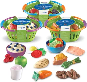 Learning Resources New Sprouts Healthy Foods Basket Bundle - 37 Pieces, Ages 18  months Pretend Toddler Food, Healthy Play Food for Kids, Toddler Learning Toys