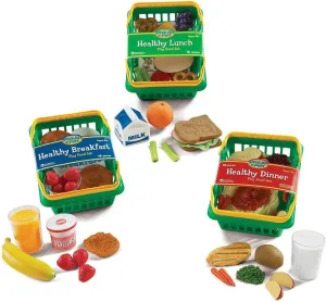 Learning Resources Pretend & Play Healthy Foods Set, 3 Baskets of Plastic Play Food, Ages 3 