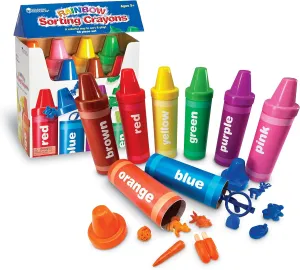 Learning Resources Rainbow Sorting Crayons - 56 Pieces, Ages 3  Kids Crayons, Early Color Recognition & Sorting, Toddler Sort and Stacking Toys