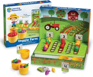 Learning Resources Veggie Farm Sorting Set - 46 Pieces, Ages 3  Toddler Learning Toys, Preschool Toys for Color Sorting, Food Sorting Game