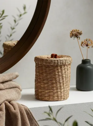 Leather accent decorative jar
