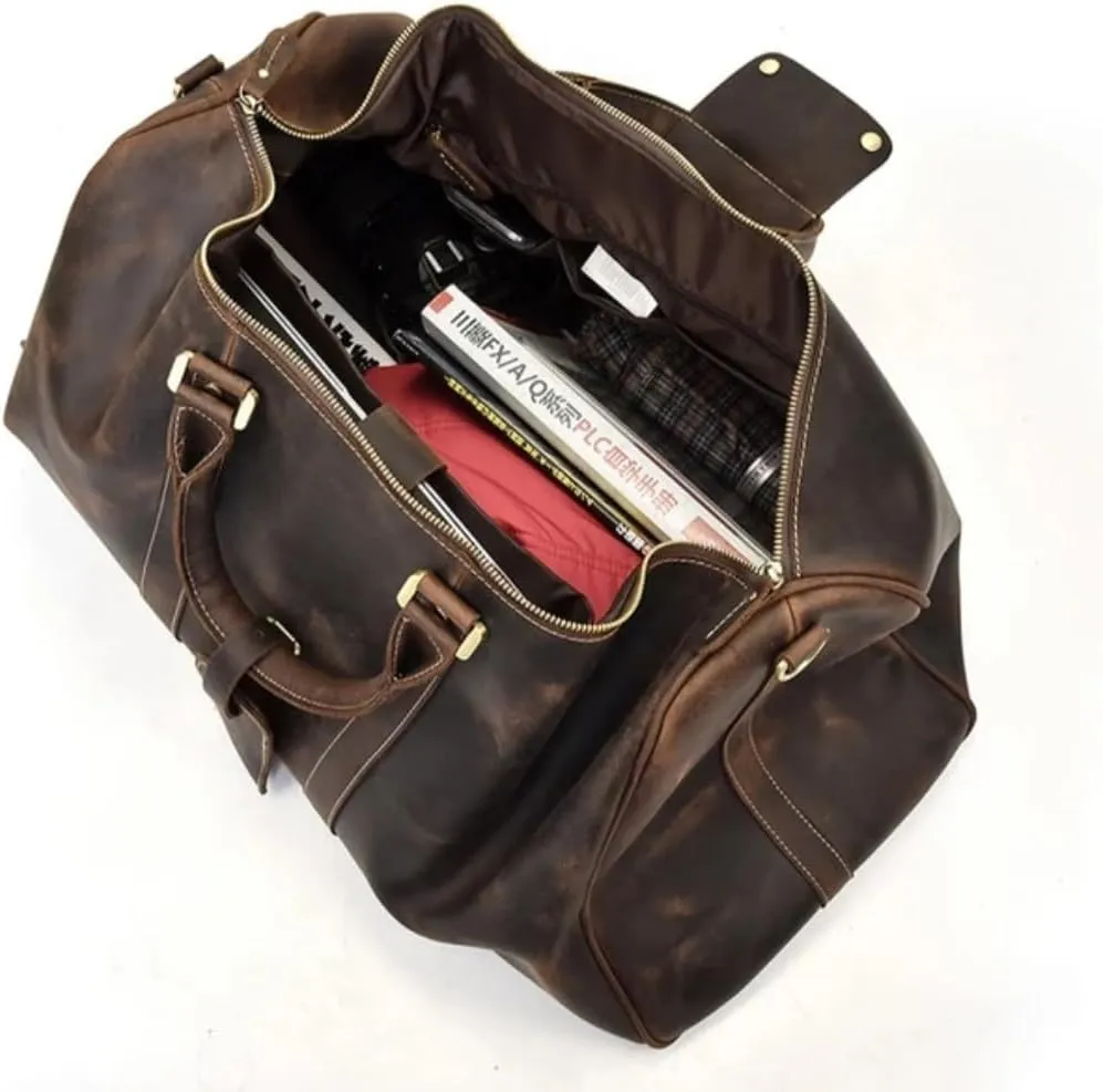 Leather Duffle Bag – Durable Travel & Gym Bag for Men & Women, Stylish Weekend Bag with Multiple Compartments