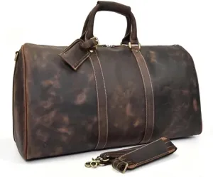 Leather Duffle Bag – Durable Travel & Gym Bag for Men & Women, Stylish Weekend Bag with Multiple Compartments