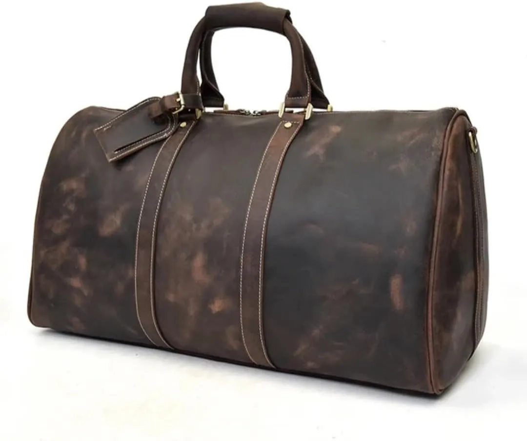 Leather Duffle Bag – Durable Travel & Gym Bag for Men & Women, Stylish Weekend Bag with Multiple Compartments