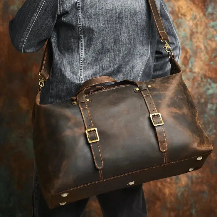 Leather Men's Overnight Duffel Bag