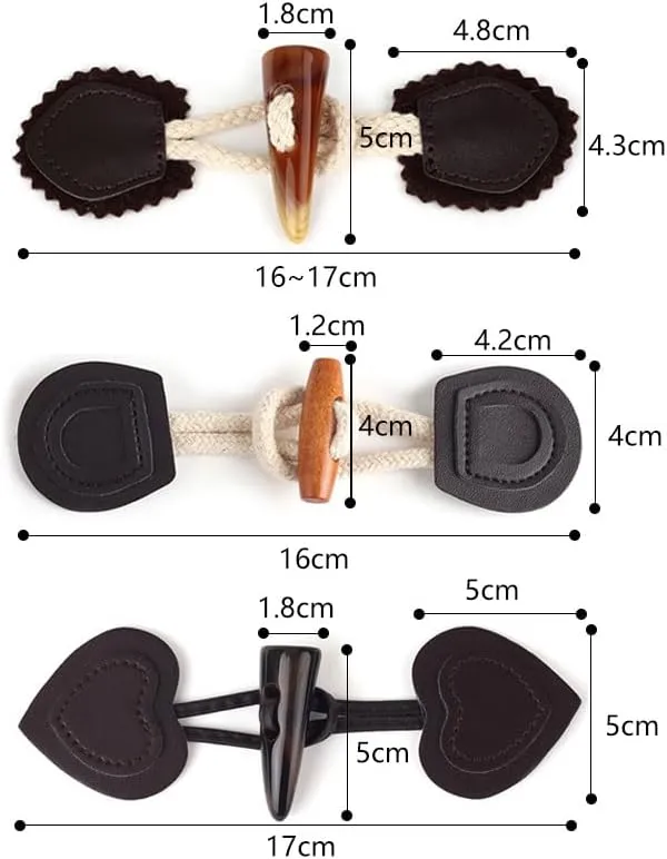 Leather Resin Horn Toggle Closure for Coat Jacket Duffle Coat DIY Buckle Buttons Sewing Fasteners Craft Clothing Accessories,13