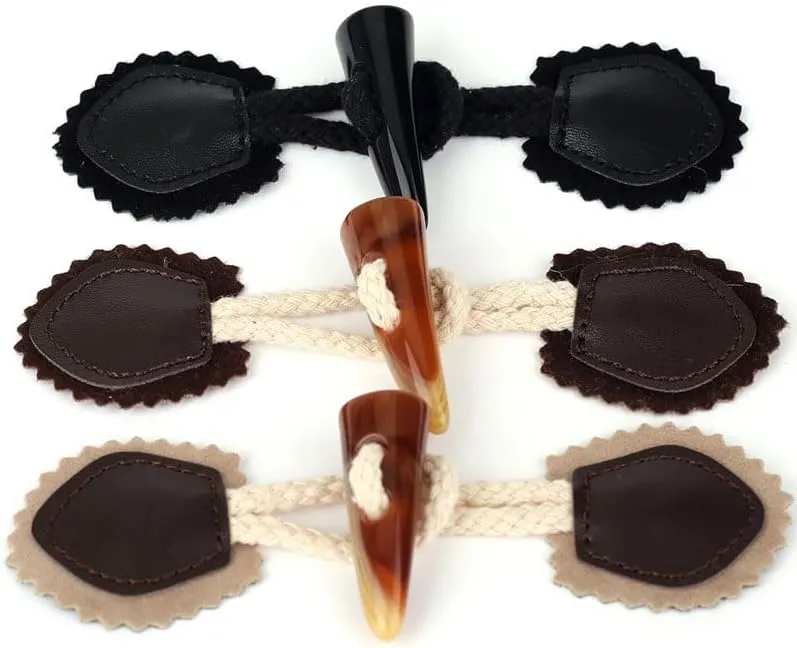 Leather Resin Horn Toggle Closure for Coat Jacket Duffle Coat DIY Buckle Buttons Sewing Fasteners Craft Clothing Accessories,13