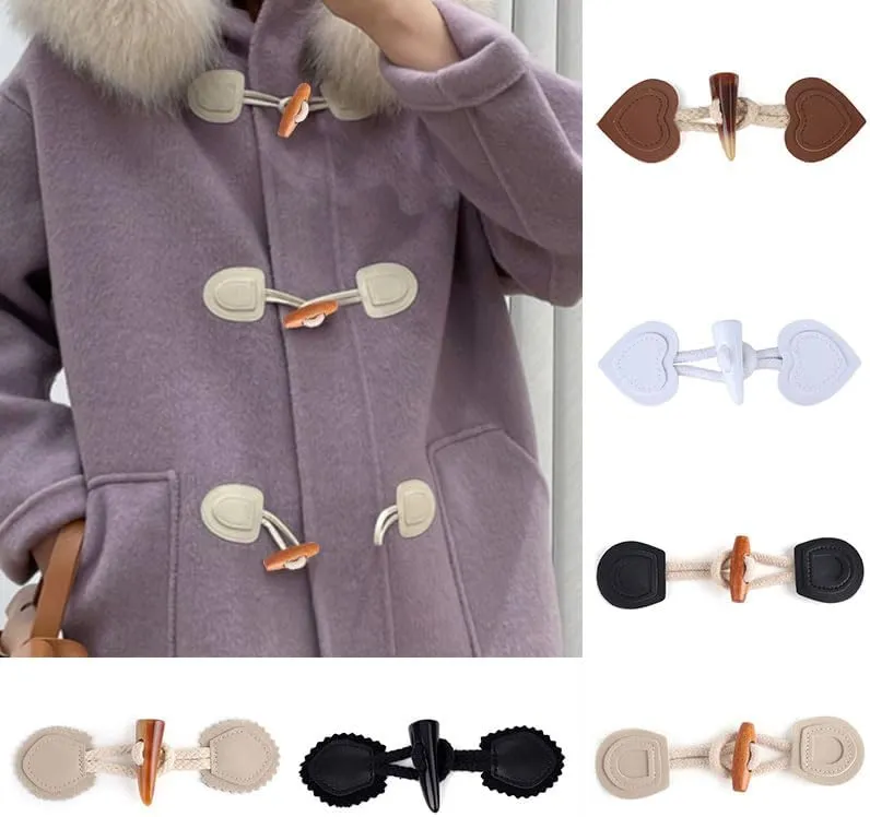 Leather Resin Horn Toggle Closure for Coat Jacket Duffle Coat DIY Buckle Buttons Sewing Fasteners Craft Clothing Accessories,13