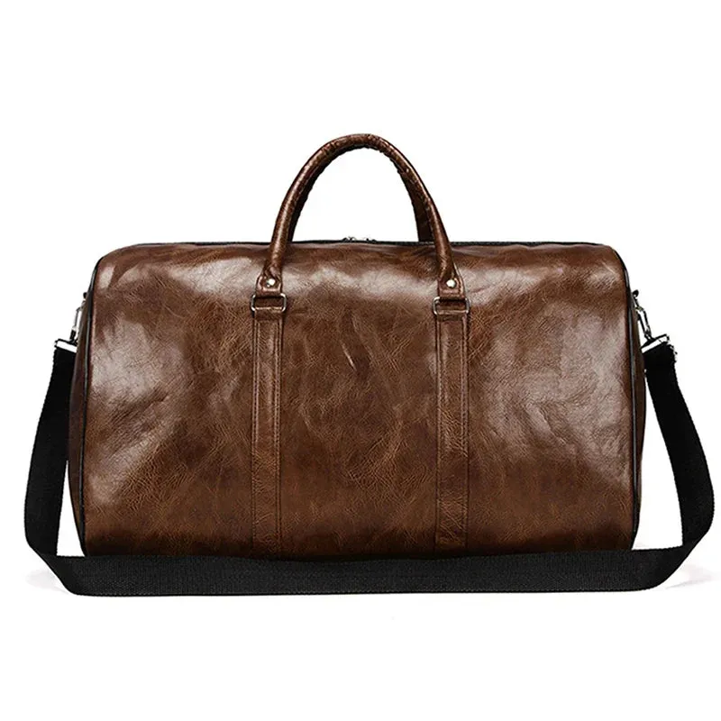 Leather Travel Bag Large Duffle Independent Big Fitness Bags Handbag Bag Luggage Shoulder Bag Black Men Fashion Zipper Pu