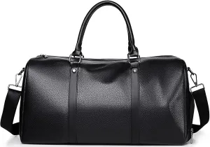 Leather Travel Duffle Bag for Men, Woven Carry On Weekender Overnight Bags for Business Sports Gym