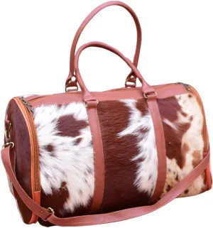 Leather Weekender Bag – the perfect companion to make your weekend getaways and overnight trips effortlessly stylish (tan white, 16 inch)