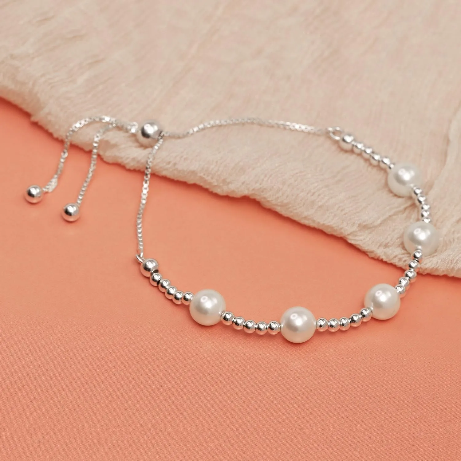LeCalla 925 Sterling Silver Sliding Bolo Bracelet | Adjustable Beaded Tennis Bracelets for Women | Adjustable Slider Bolo Bracelets Gifts for Her