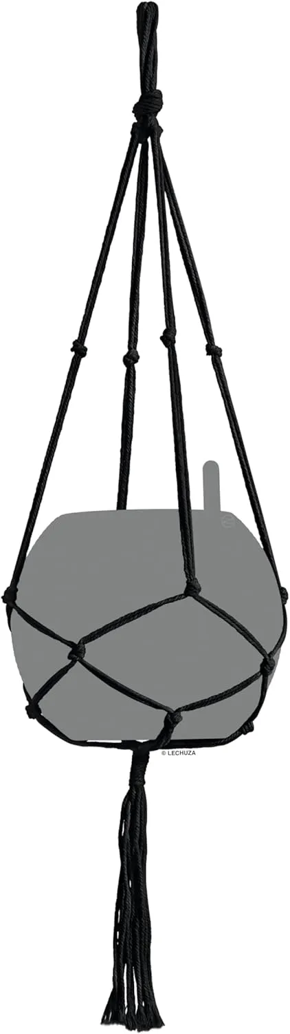 Lechuza Macrame Cotton Pure 90 Hanging Basket Black 13896