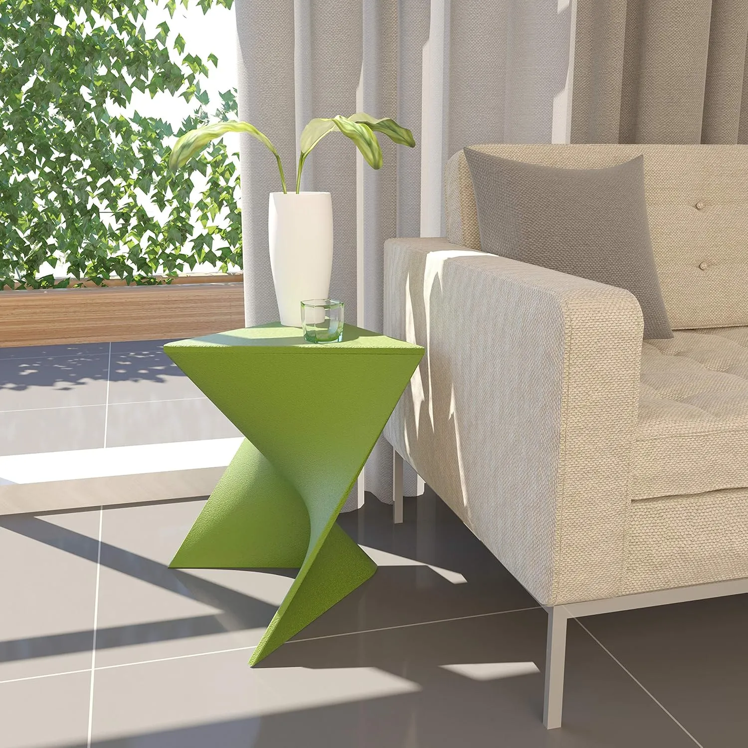 LeisureMod Danbury Modern Vanity Side Table, Green