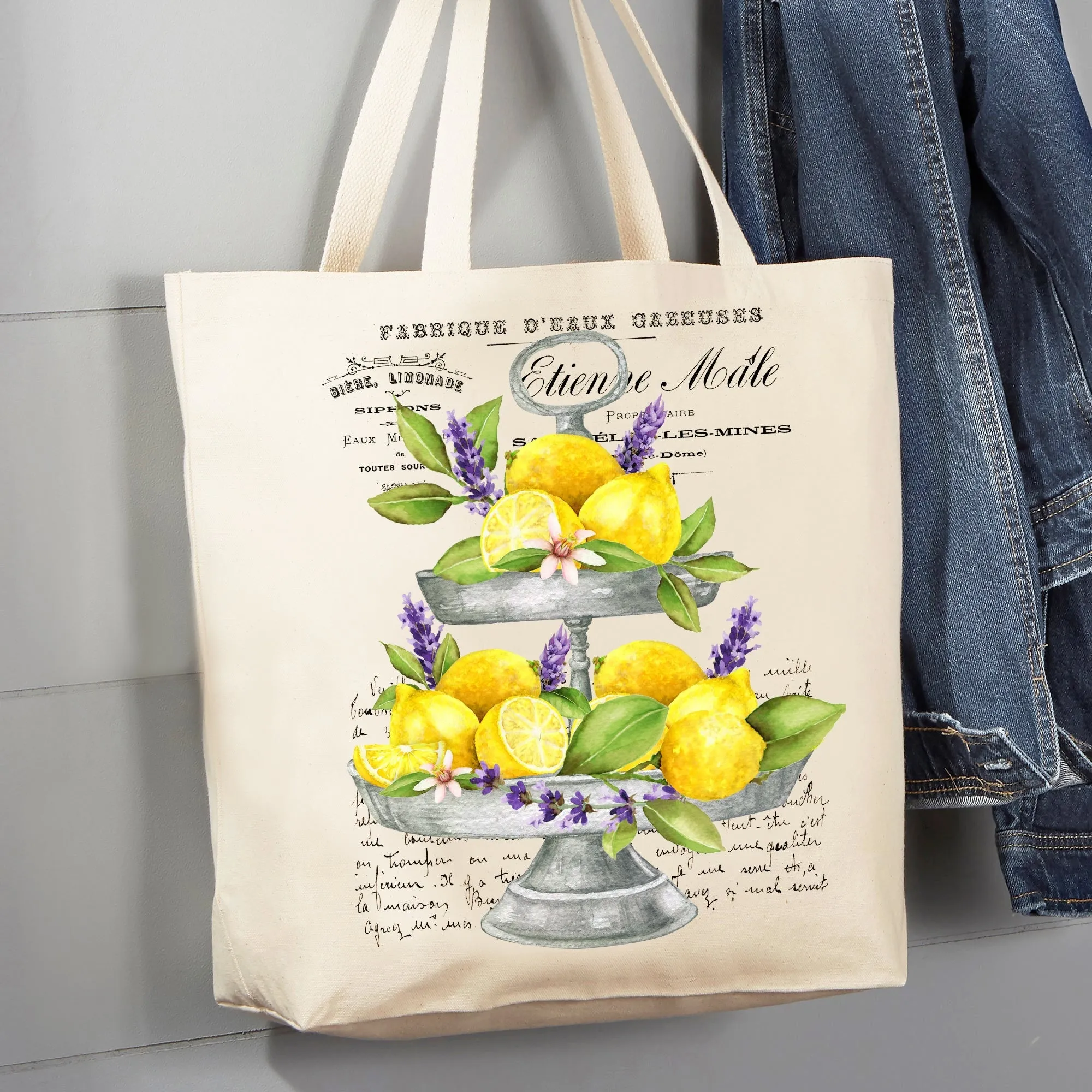 Lemon & Lavender 2 Tier Tray Canvas Tote Bag