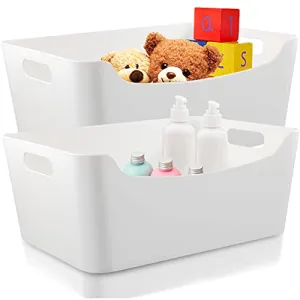 ÉLEVER Storage Bins - Plastic Organizers and Storage Box, Versatile Kitchen Pantry Organization and Storage, Under Sink Bathroom Organizer, Toy Baskets, Food Storage Containers for Organizing
