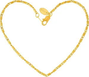 LIFETIME JEWELRY Womens Gold Anklet 2mm Rounded Scroll Ankle Bracelet24k Real Gold Plated