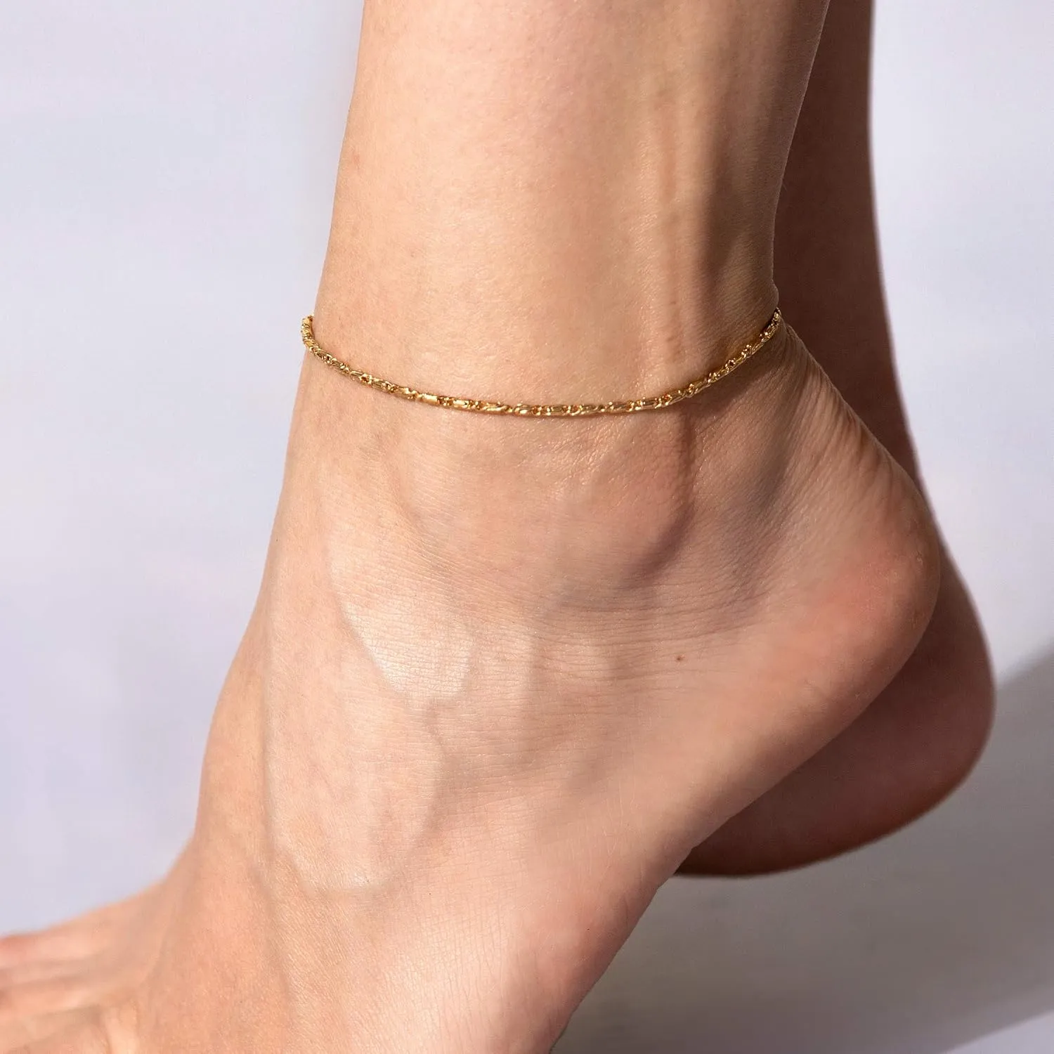 LIFETIME JEWELRY Womens Gold Anklet 2mm Rounded Scroll Ankle Bracelet24k Real Gold Plated