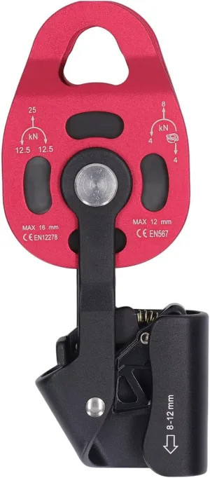 Lift Weight Pulley Heavy Duty Climbing Pulley Aviation Magnesium Alloy Rock Climbing Pulley for High Altitude Work and Mountaineering 8 12mm Rope