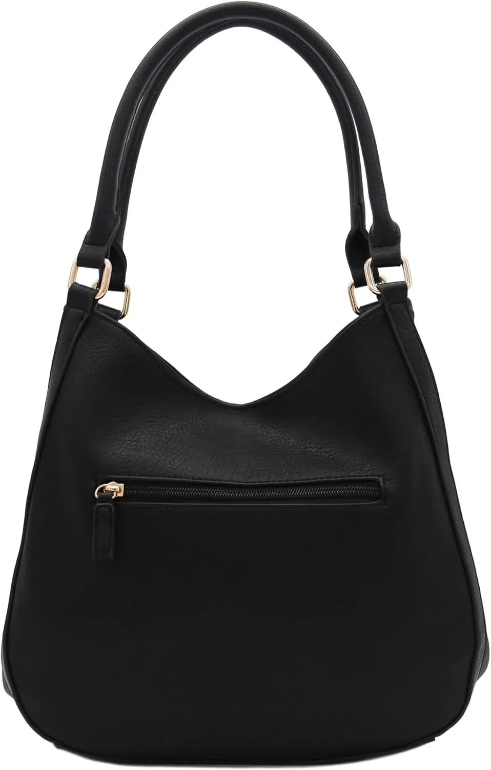 Lightweight 3 Compartment Faux Leather Medium Hobo Bag