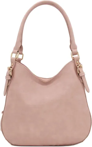 Lightweight 3 Compartment Faux Leather Medium Hobo Bag