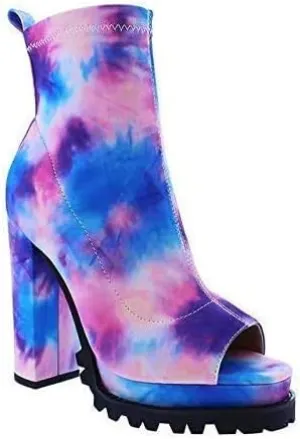 Liliana Women Fashionable Peep Open Toe Cutout Chunky Heel Bootie