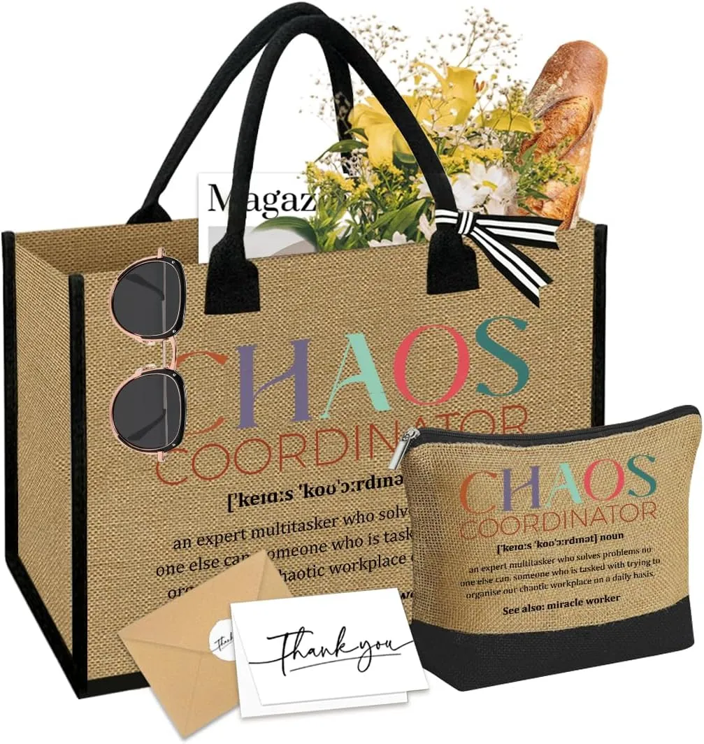 Linen Tote Cosmetic Bag Set Thank You Appreciation Mother's Day Birthday Gifts for Women
