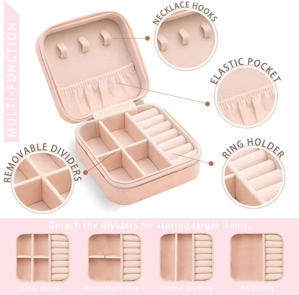 LING Ling's Design Custom Engraved Travel Jewelry Box with Name and Initals for Women - Personalized Small Jewelry Case Organizer for Birthday, Wedding, Christmas, Bridesmaid, and Daughter Gifts.